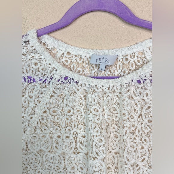 PEARL by lela rose white eyelet long sleeve top size L - Picture 2 of 5